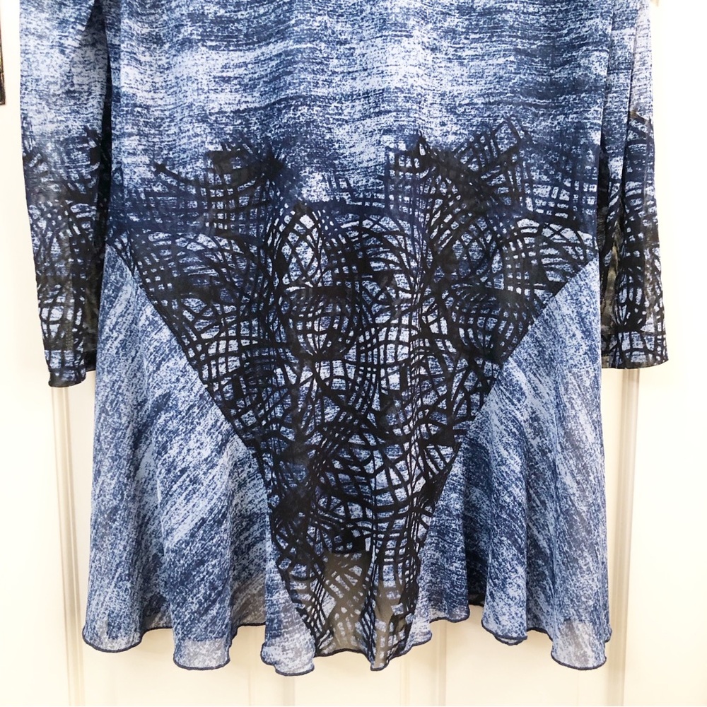 John Mark | Mesh Roll Tab Long Sleeve Blue Tunic Top Cardigan Large Coastal - Picture 10 of 15